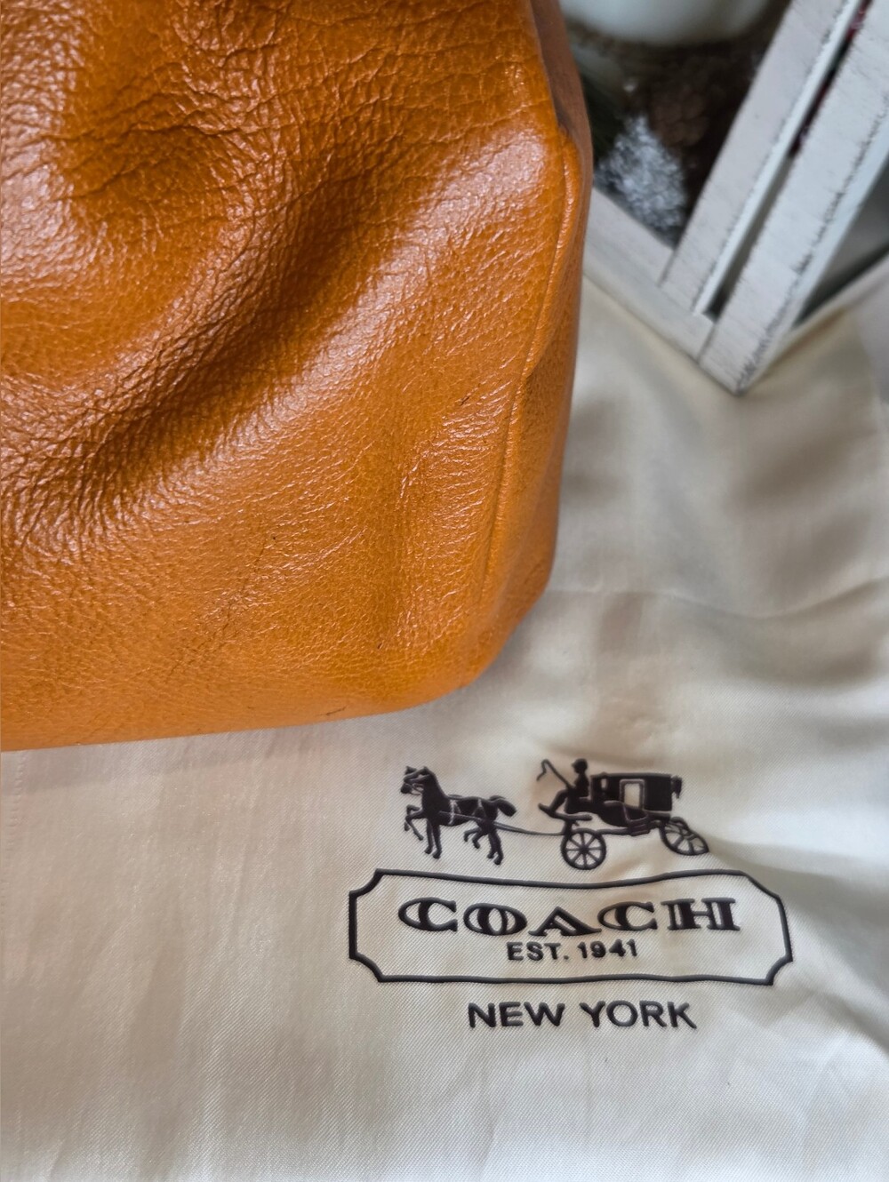 Coach Madison Buffalo Leather Phoebe Bag Terracotta Extra Large - Picture 9 of 15